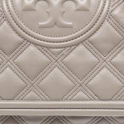 Pre Owned Tory Burch Beige Quilted Leather Fleming Soft Shoulder Bag