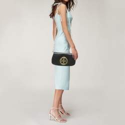 Tory Burch Black Leather Reva Logo Crossbody Bag