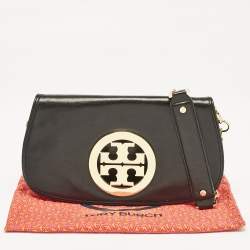 Tory Burch Black Leather Reva Logo Crossbody Bag