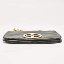 Tory Burch Black Leather Reva Logo Crossbody Bag