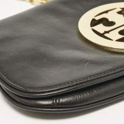 Tory Burch Black Leather Reva Logo Crossbody Bag