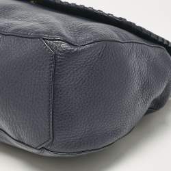 Pre Owned Tory Burch Blue Leather Marion Shoulder Bag