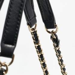 Pre Owned Tory Burch Black Quilted Leather Marion Tote