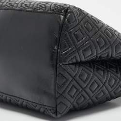 Pre Owned Tory Burch Black Quilted Leather Marion Tote