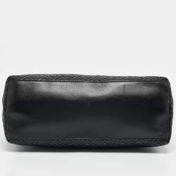 Pre Owned Tory Burch Black Quilted Leather Marion Tote