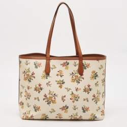 Pre Owned Tory Burch Multicolor Leather Floral Print Kerrington Tote