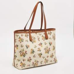 Pre Owned Tory Burch Multicolor Leather Floral Print Kerrington Tote