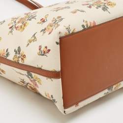 Pre Owned Tory Burch Multicolor Leather Floral Print Kerrington Tote