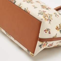 Pre Owned Tory Burch Multicolor Leather Floral Print Kerrington Tote