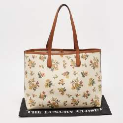 Pre Owned Tory Burch Multicolor Leather Floral Print Kerrington Tote