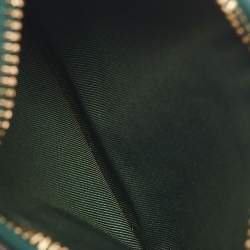 Tory Burch Green Croc Embossed Leather Robinson Zip Card Case