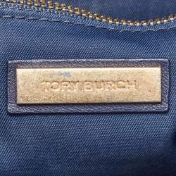 Tory Burch Navy Blue Quilted Leather Small Fleming Tote