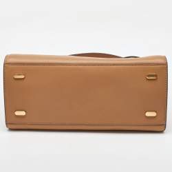 Pre Owned Tory Burch Beige Leather Lee Radziwill Double Bag