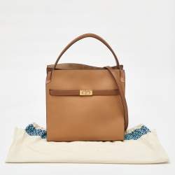 Pre Owned Tory Burch Beige Leather Lee Radziwill Double Bag