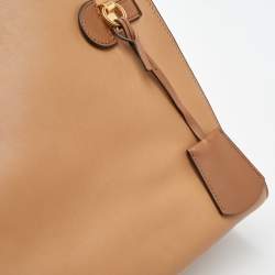 Pre Owned Tory Burch Beige Leather Lee Radziwill Double Bag