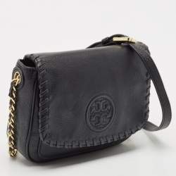 Pre Owned Tory Burch Black Leather Mini Marion Crossbody Bag