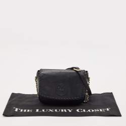 Pre Owned Tory Burch Black Leather Mini Marion Crossbody Bag
