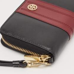 Tory Burch Black/Red Leather Robinson Wristlet Wallet