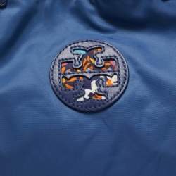 Tory Burch Blue/Multicolor Nylon Logo Tote
