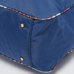 Tory Burch Blue/Multicolor Nylon Logo Tote