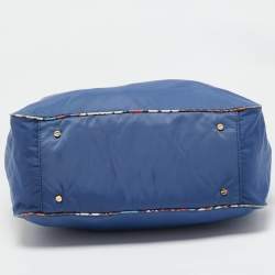 Tory Burch Blue/Multicolor Nylon Logo Tote