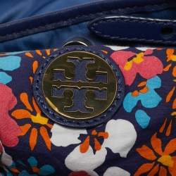 Tory Burch Blue/Multicolor Nylon Logo Tote