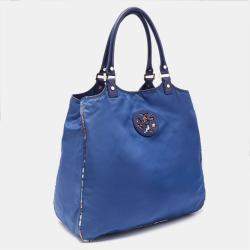 Tory Burch Blue/Multicolor Nylon Logo Tote