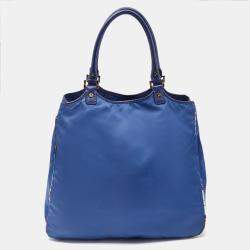 Tory Burch Blue/Multicolor Nylon Logo Tote