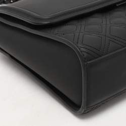 Pre Owned Tory Burch Matte Black Polyurethane Fleming Shoulder Bag