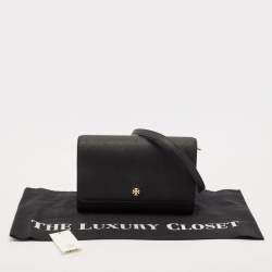 Pre Owned Tory Burch Black Leather Emerson Combo Crossbody Bag