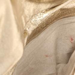 Pre Owned Tory Burch Metallic Gold Leather Reva Shoulder Bag