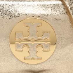 Pre Owned Tory Burch Metallic Gold Leather Reva Shoulder Bag