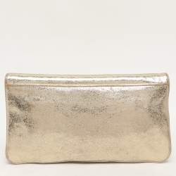 Pre Owned Tory Burch Metallic Gold Leather Reva Shoulder Bag