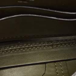 Pre Owned Tory Burch Olive Green Leather Mini Studded Block-T Top Handle Bag