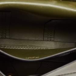 Pre Owned Tory Burch Olive Green Leather Mini Studded Block-T Top Handle Bag