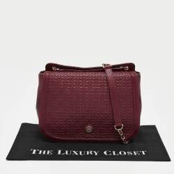 Tory Burch Burgundy Quilted Leather Bryant Flap Shoulder Bag