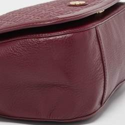Tory Burch Burgundy Quilted Leather Bryant Flap Shoulder Bag