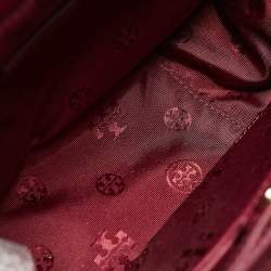 Tory Burch Burgundy Quilted Leather Bryant Flap Shoulder Bag