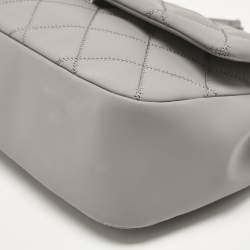 Pre Owned Tory Burch Grey Quilted Leather Willa Matte Shoulder Bag