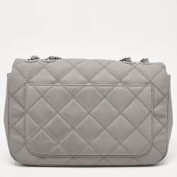 Pre Owned Tory Burch Grey Quilted Leather Willa Matte Shoulder Bag