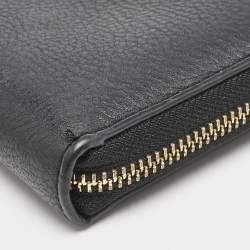 Tory Burch Black Leather Britten Continental Zip Wallet