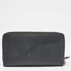 Tory Burch Black Leather Britten Continental Zip Wallet