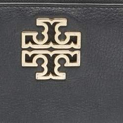 Tory Burch Black Leather Britten Continental Zip Wallet