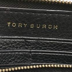 Tory Burch Black Leather Britten Continental Zip Wallet