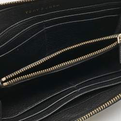 Tory Burch Black Leather Britten Continental Zip Wallet