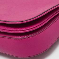 Pre Owned Tory Burch Fuchsia Leather Emerson Saddle Crossbody Bag