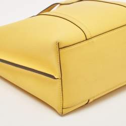 Pre Owned Tory Burch Yellow Leather Small Perry Triple-Compartment Tote