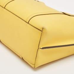 Pre Owned Tory Burch Yellow Leather Small Perry Triple-Compartment Tote