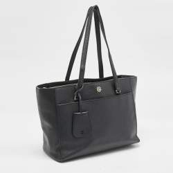 Tory Burch Black Leather Small Robinson Tote