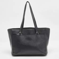 Tory Burch Black Leather Small Robinson Tote